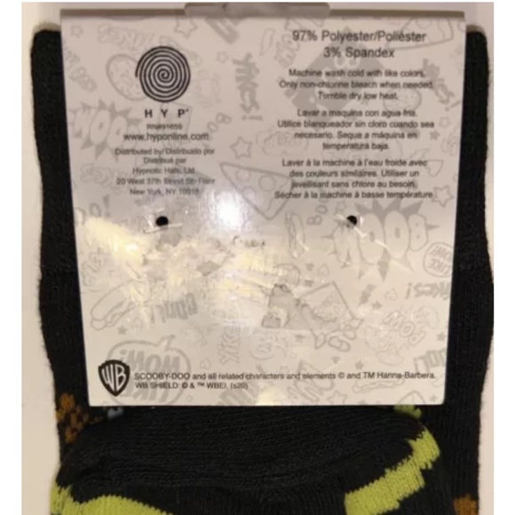 Scooby Doo Crew Socks 1 Pair Men  6-12 Black Green w YIKES! & Scooby Mystery NEW - Picture 5 of 9